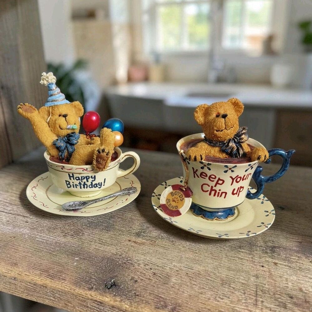 The Boyds Collection 2 Teabearies Cheerie Teabearie 24305 + Happy Birthday 24320